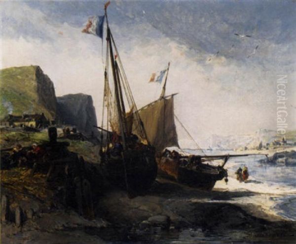 Dutch Fishing Boats Moored On The Shore - view 1