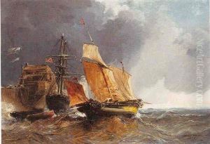 Voiliers Dans La Rade by Jules Achille Noel