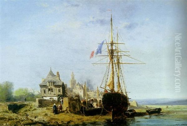 A Village Quai At Low Tide, Brittany - view 1