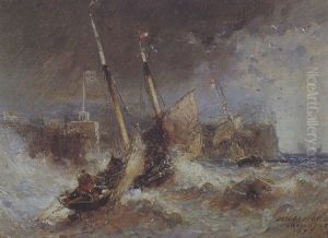 Bateaux Dans La Tempete by Jules Achille Noel