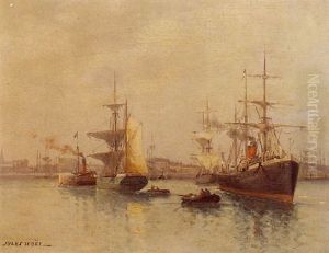 Voiliers En Rade Du Havre by Jules Achille Noel