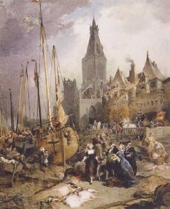 Le Debarquement Du Poisson Un Dimanche En Bretagne by Jules Achille Noel