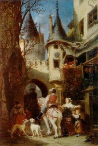 L'entree De La Ville Medievale by Jules Achille Noel