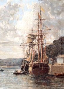 Les Voiliers A Quai A Hennebon by Jules Achille Noel