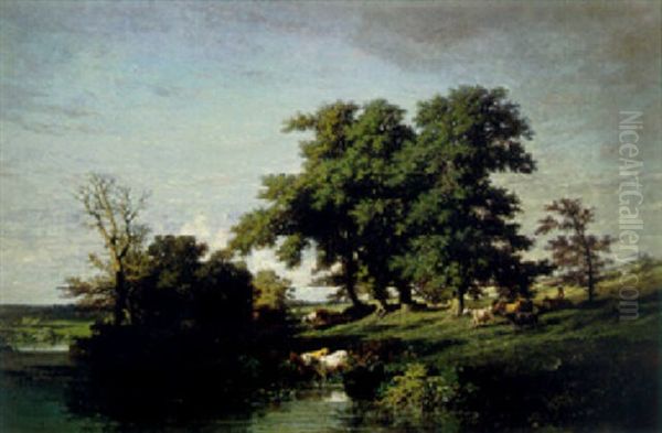 Landscape With Animals Watering - view 1