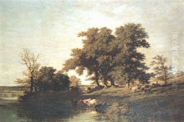 Cattle On The Banks Of A River - view 1