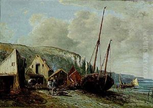 La Plage Du Casino A Fecamps by Jules Achille Noel