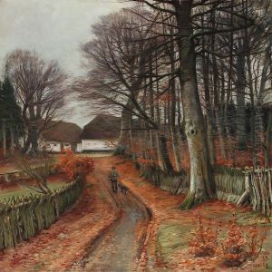 Forest Scene With A Hunter On His Way Up To A Farm by Rudolf Bissen