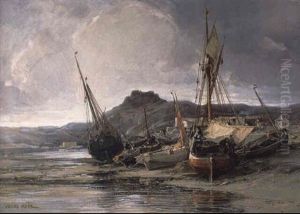 Bateaux A Plougastel, Bretagne by Jules Achille Noel