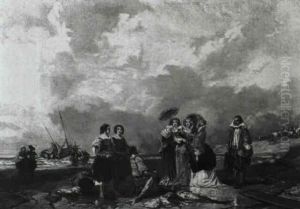 Les Elegantes Au Bord De La Mer by Jules Achille Noel