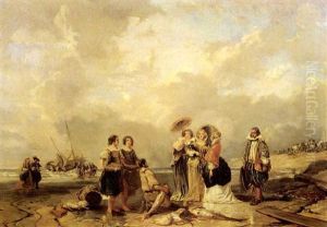 Les Elegantes Au Bord De La Mer by Jules Achille Noel