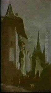 Village Breton Anime by Jules Achille Noel