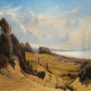 Hunters In The Sand Hills At A Danish Coast by Rudolf Bissen