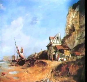 Fecamp, Barques De Peche A Maree Basse by Jules Achille Noel