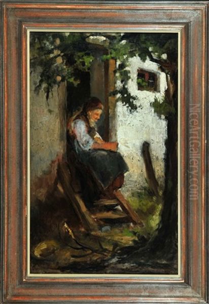 Am Hauseingang Sitzende Bauerin - view 1