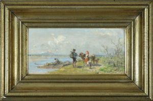 Isarfloser Mit Personen Am Ufer