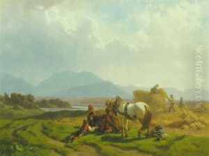 Getreideernte Im Voralpenland by Julius Noerr