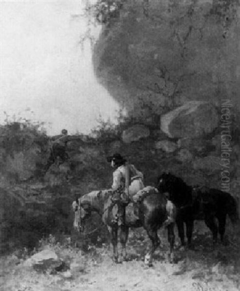Zwei Reiter Auf Recognoszierungspatrouille In Gebirgslandschaft - view 1