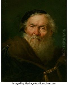 Bearded Old Man Wearing A Fur-trimmed Cloak With Gold Clasp