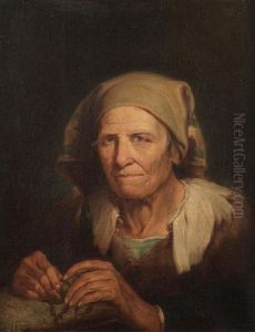 An Elderly Lady Holding A Rosary