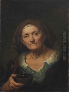 A Tronie Of An Old Woman Holding A Cup