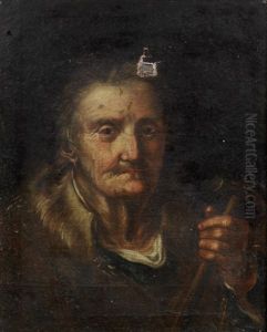 Portrait Of An Old Lady, Bust-length, Holding A Pipe