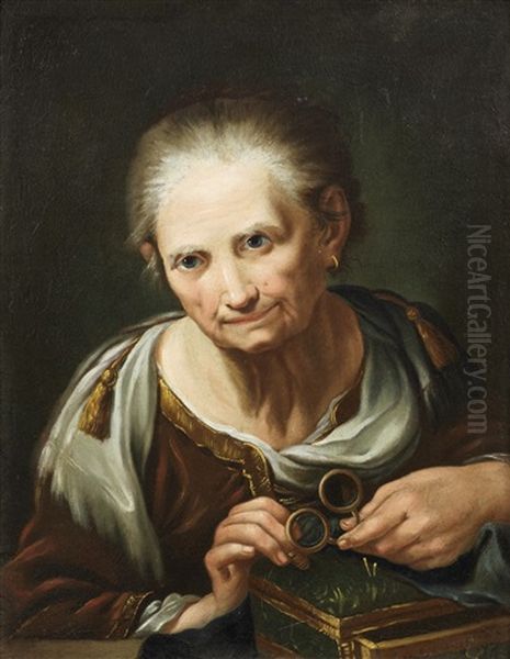 An Elderly Lady Holding Glasses - view 1