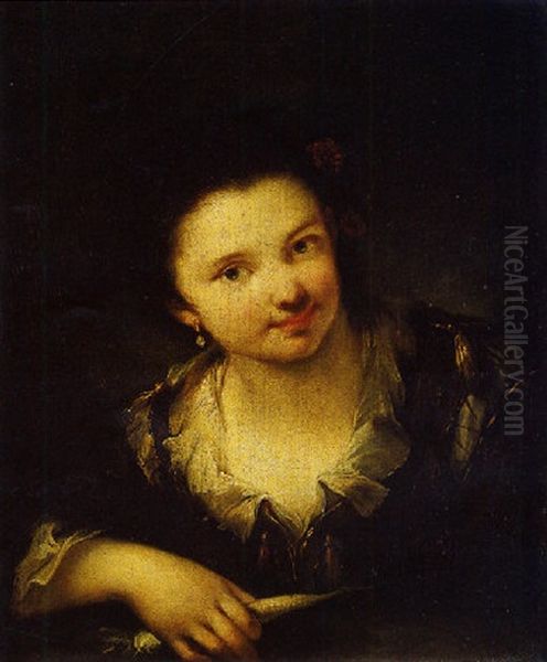 Portrairt De Jeune Fille Tenant Un Radis Rave - view 1
