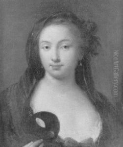 Portrait De Jeune Venitienne Tenant Un Masque by Giuseppe Nogari