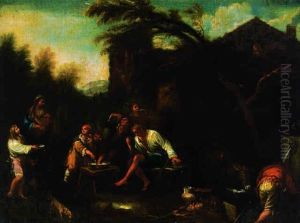 Peasants Eating Outside A Homestead
