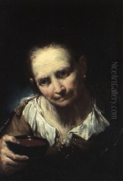 Peasant Woman Holding A Bowl Of Soup - view 1