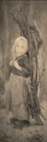 A Young Girl Carrying Faggots - view 1