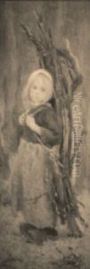 A Young Girl Carrying Faggots by Ernest Noir