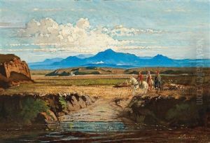 Horsemen In A Caucasian Landscape by Maxime Noire