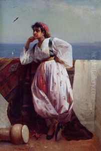 Jeune Orientale Sur Une Terrasse A Alger by Maxime Noire