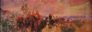 Lauriers Roses Dans Un Paysage Montagneux