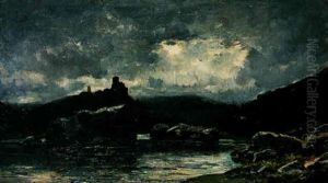 Lever De Lune A Saint-maurice Sur Loire by Emile Noirot