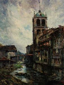 Village Au Bord De Riviere by Emile Noirot