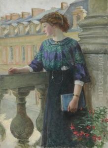 Marie-louise, Soeur De L'artiste, A Versailles by Henri Girault De Nolhac