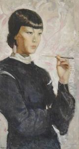 Femme Asiatique Fumant