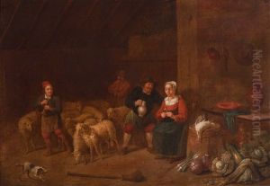 Merry Company Of Farmers In The Stable by Jan Nollekens