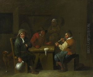 Rauchende Und Trinkende Bauern In Einem Wirtshaus by Jan Nollekens
