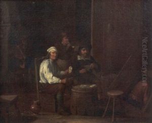 Tre Giocatori Di Carte In Un Interno by Jan Nollekens