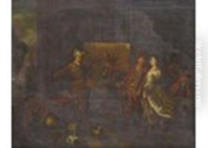 An Artist And Patrons In A Studio by Jean Baptiste Nollekens