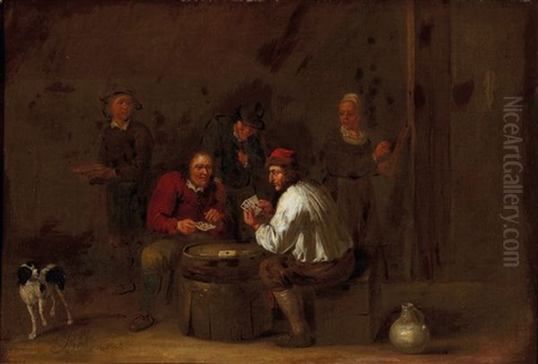 Peasants Drinking In An Interior; And Peasants Playing Cards In An Interior - view 1