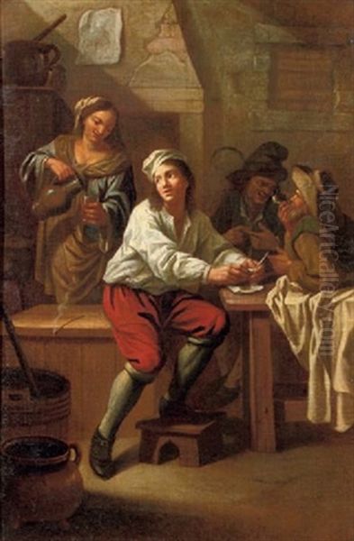 Peasants Drinking And Smoking In An Interior - view 1