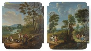 Chasse A Courre Au Sanglier (+ Le Repos Des Chasseurs; Pair) by Joseph Francis Nollekens