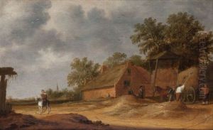 Paysans Au Travail Pres D'une Ferme by Pieter Nolpe