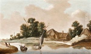 Geanimeerd Rivierlandschap by Pieter Nolpe