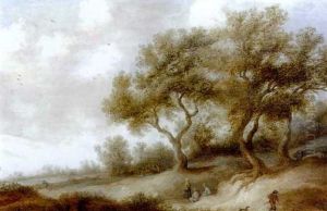 Baumreiche Sommerlandschaft Mit Figurenstaffage, Im Hintergrund Eine Kirche by Pieter Nolpe